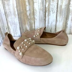 Paolo Beaded Leather Blush Pale Pink / Taupe Flats RARE